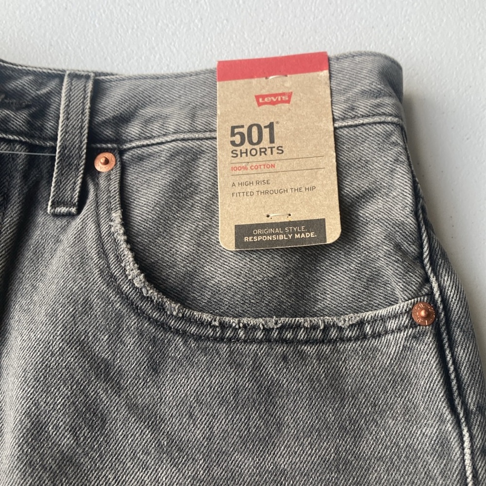 Levi’s distressed high rise 501 jean cotton denim short cutoff size 30 - Picture 13 of 17
